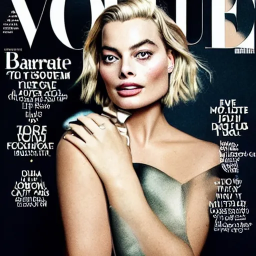 Image similar to a portrait of margot robbie, vogue cover, highly detailed