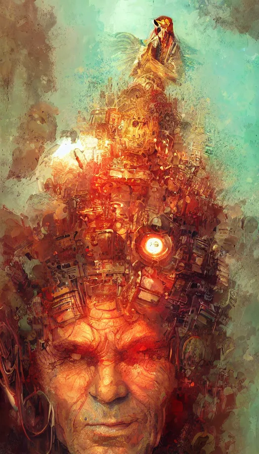 Image similar to portrait of a digital shaman, by marc simonetti