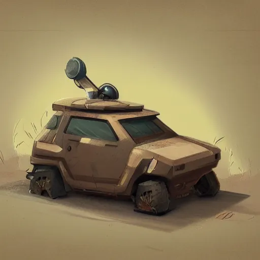 Image similar to 2d concept art of small vehicle by Dawid Michalczyk