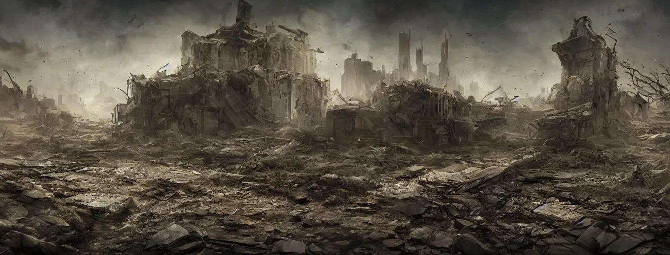 Image similar to post apocalyptic abandoned earth, cinematic, concept art