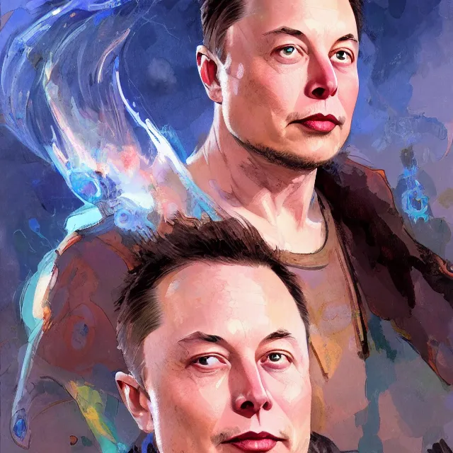 Prompt: Elon Musk as a waterbender, portrait, elegant, intricate, digital painting, artstation, concept art, smooth, sharp focus, illustration, art by konstantin korovin and Daniel F. Gerhartz and john howe