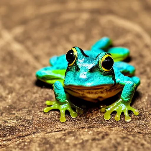 Prompt: 8k photograph of a miniature frog