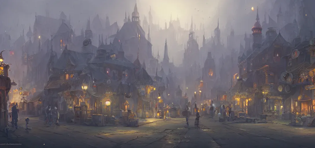 Prompt: concept art by sylvain sarrailh of a steampunk town