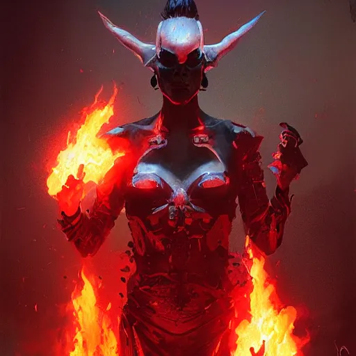 Prompt: bionic devil flames by greg rutkowski