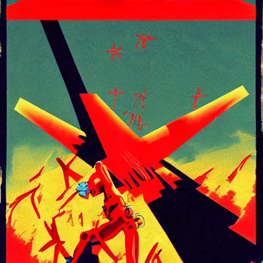 Prompt: Evangelion, soviet propaganda