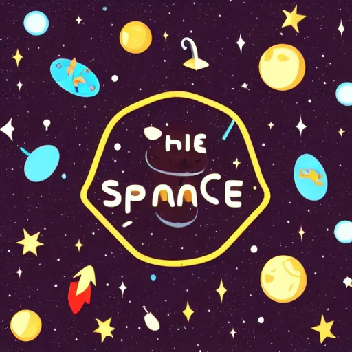 Image similar to the word space with characters composed by small particles like stars in the night