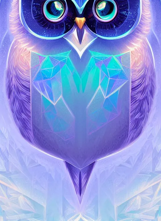 Image similar to symmetry!! product render poster vivid colors divine proportion owl, ice and snow, glowing fog intricate, elegant, highly detailed, digital painting, artstation, concept art, smooth, sharp focus, illustration,