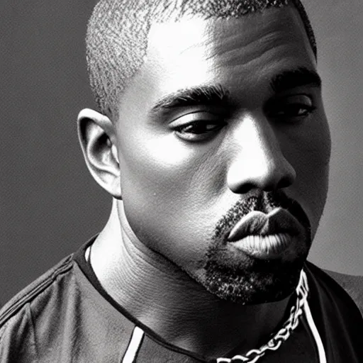 Prompt: a black and white photo of kanye west in 1920