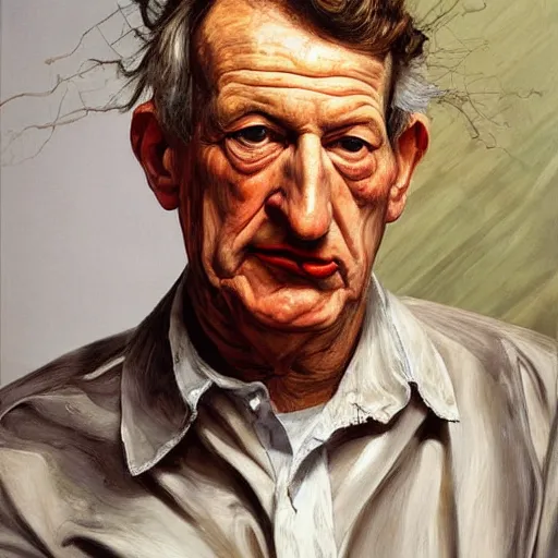 Image similar to high quality high detail painting by lucian freud, hd, paul leary
