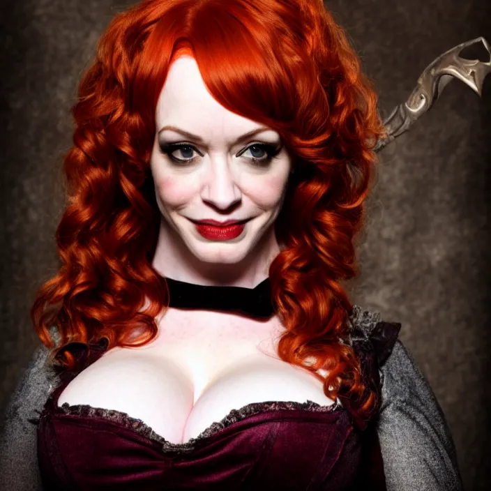 Prompt: full body photograph of christina hendricks as a vampire warrior. extremely detailed. dslr. 8 5 mm.