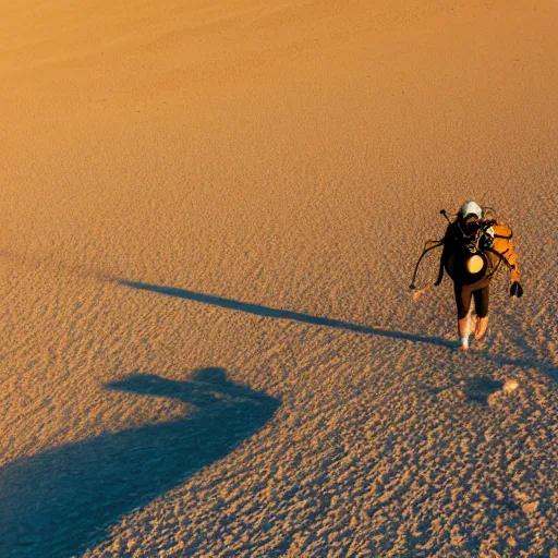 Image similar to a scuba diver with fins on his feet is walking through death valley, bright sunny day, photography, highly detailed, high quality,