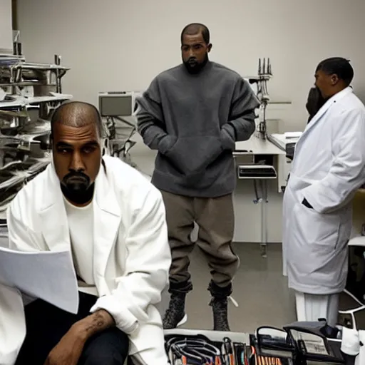 Image similar to Kanye West in the laboratory discovers a new element