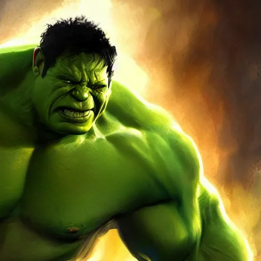 Image similar to denny devito as the hulk by greg rutkowski, artgem