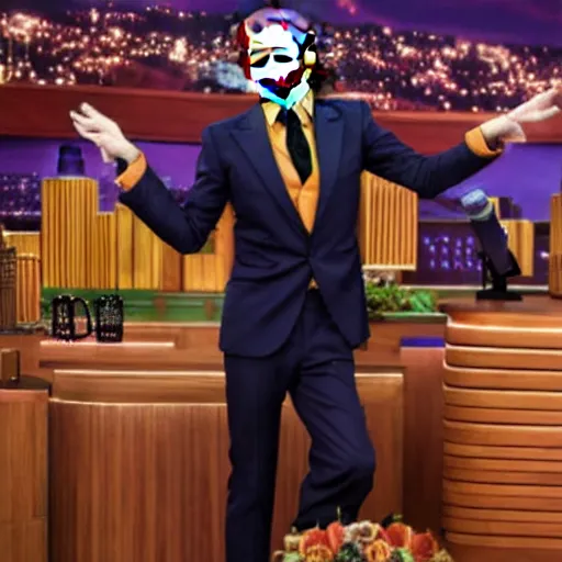 Image similar to the joker on the tonight show