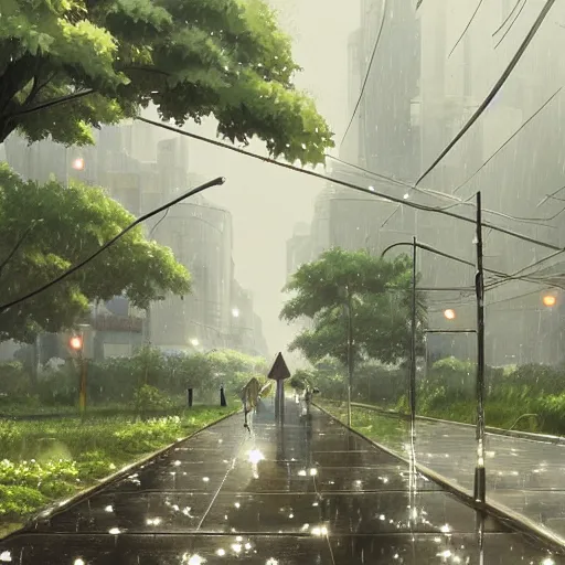 Prompt: rain, pattern, highly detailed, makoto shinkai