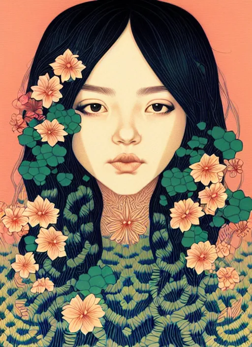 Image similar to a portrait of a pretty young lady by audrey kawasaki