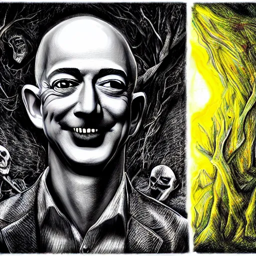 Prompt: jeff bezos scariest horror nightmare by junji ito, digital art, deepdream cosmic, 3 d high definition, trending on artstation, photorealistic, high resolution, 8 k, octane, hyper detailed, trending on deviantart insane details, intricate, elite, ornate, elegant trend, highly detailed and intricate, sharp focus, photography, unreal engine