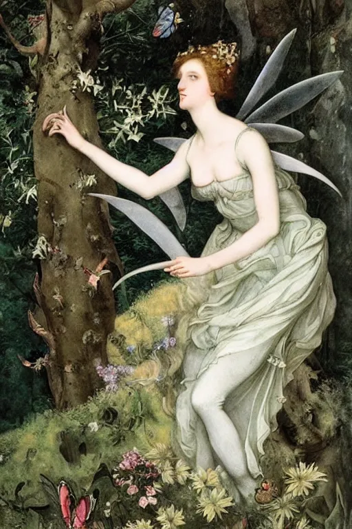 Prompt: beautiful ethereal portrait of the fairy queen titania by moritz ludwig von schwind