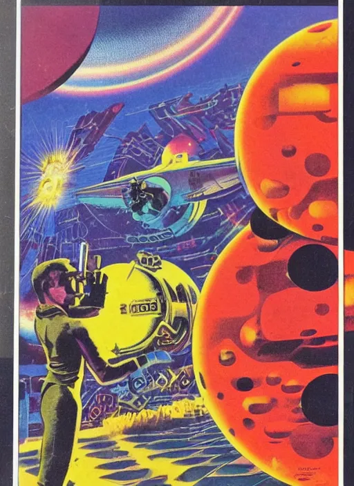 Image similar to Beautiful Super Monkey Ball lives inside a 'GameCube', retro science fiction cover by Jon Steranko and Kelly Freas (1965), vintage 1960 print, tarot card, vivid, highly detailed