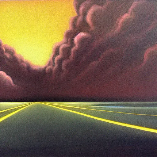 Prompt: surrealist painting of a highway