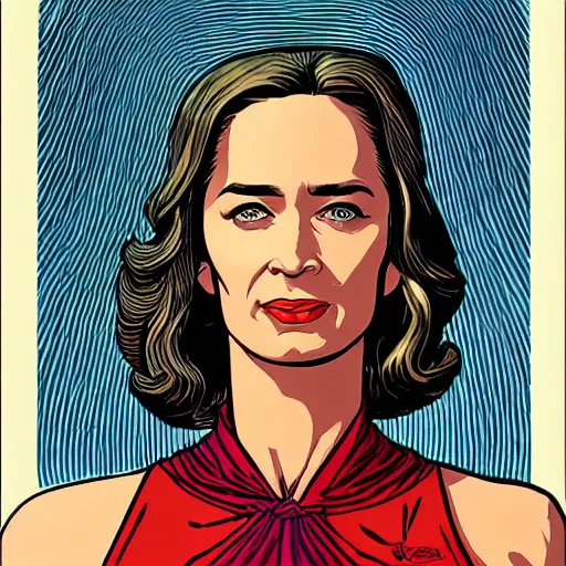 Image similar to emily blunt retro minimalist portrait by jean giraud, moebius starwatcher comic, 8 k