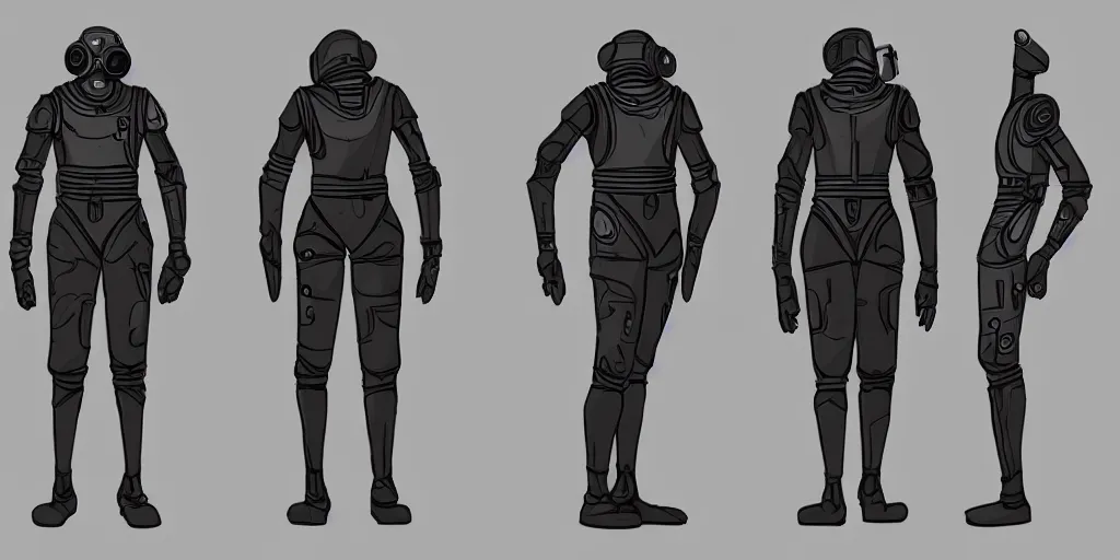 Prompt: male, fully body, elongated figure, space suit with a helmet, large shoulders, short torso, long thin legs, tiny feet, character sheet, digital sketch, hyperdetailed, dieselpunk, stylized character design, concept design