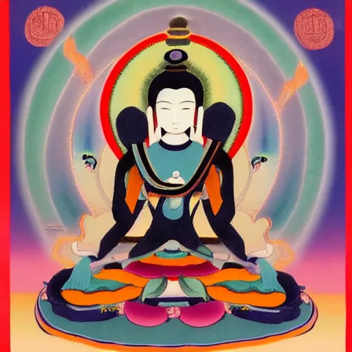 Image similar to thangka portrait of hatsune miku