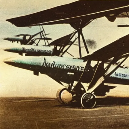 Image similar to photo of Australian Jets in 1914, color,