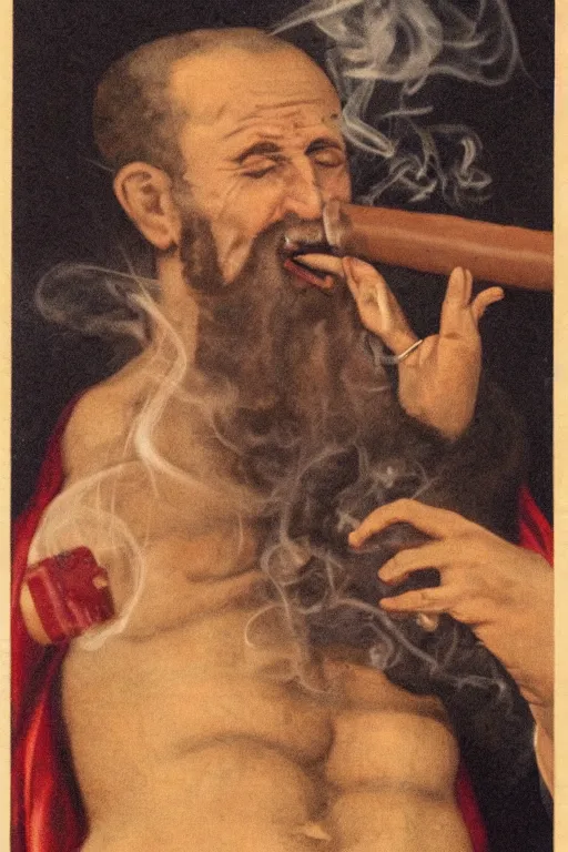 Prompt: god smoking a cuban cigar