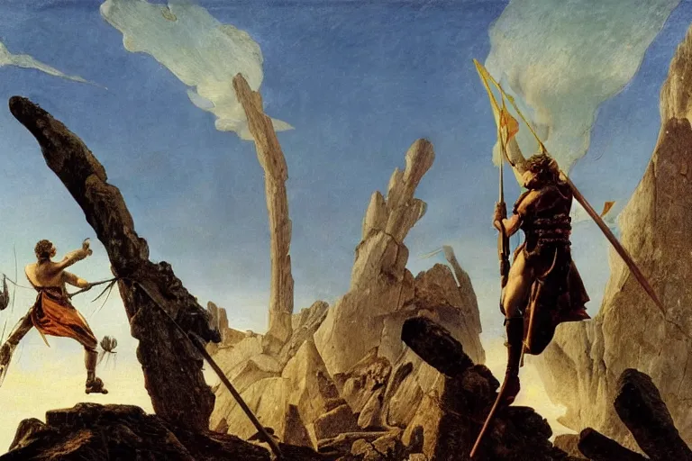 Prompt: the fall of the roman empire was started by dragon attacks by Caspar David Friedrich