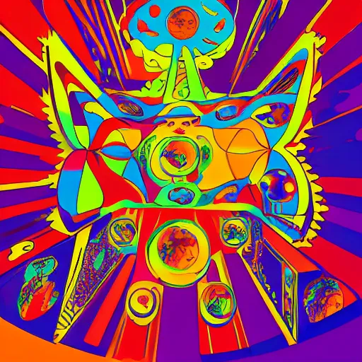 Image similar to psychedelic 6 0 s album art by peter max and heinz edelman, insignificant object, 8 k, artstation