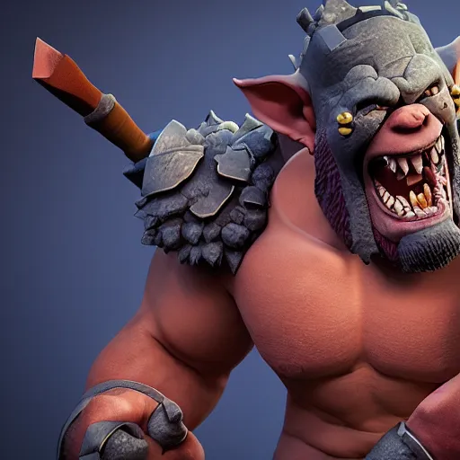 Image similar to barbarian goblin hybrid, clash royale, clash of clans, barbarian goblin hybrid clash of clans, clash royale, concept art, octane render, unreal engine 5, highly detailed, high quality, 8 k, soft lighting, realistic face, path traced