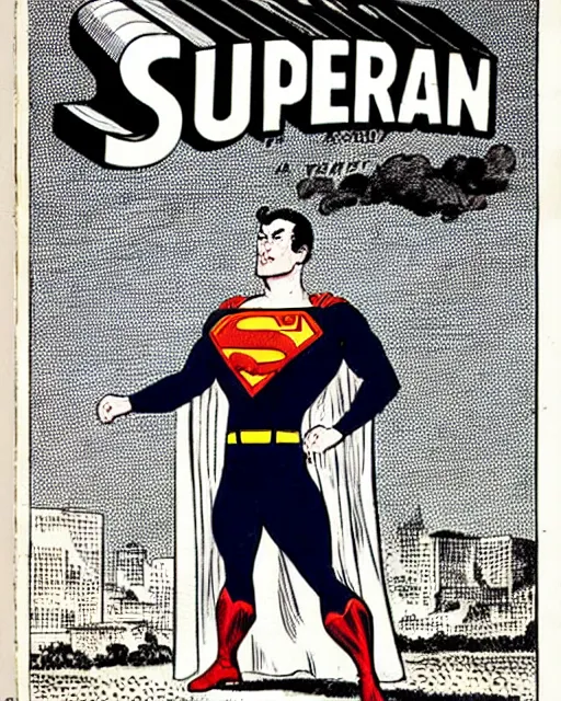 Image similar to a superman comic book cover from the 1 7 0 0 s