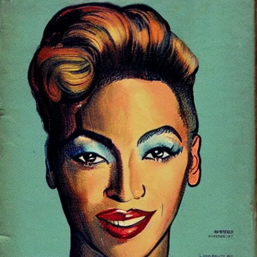 Image similar to “Beyoncé portrait, color vintage magazine illustration 1950”