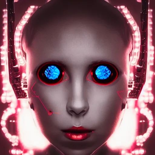 Image similar to “a cyborg woman with red eyes”