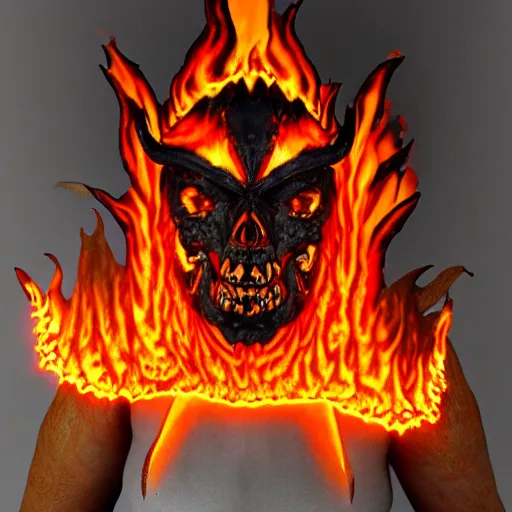 Image similar to ragnaros the firelord wielding burning skull as a mask, full body 8 k