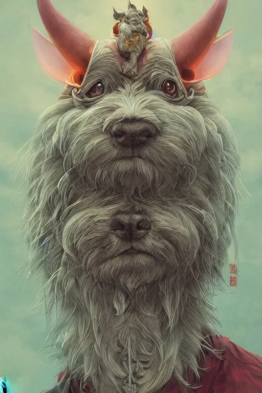 Prompt: a portrait of a japanese devil cannabis dog animal illustrated by miyazaki by karol bak, james jean, tom bagshaw, rococo, sharp focus, trending on artstation, cinematic lighting, hyper realism, octane render, 8 k, hyper detailed, vivid, ultra detailed, highly detailed