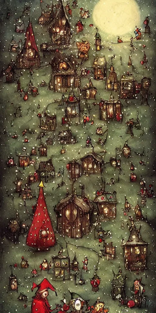 Image similar to an elves and toys christmas scene by alexander jansson