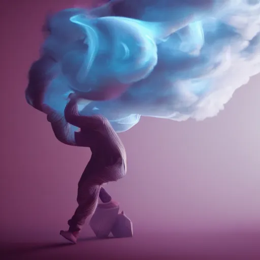 Image similar to manshaped swirling smoke, octane render, dramatic lighting, cinematic