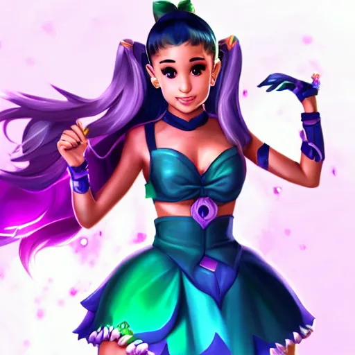 Prompt: Ariana Grande, league of legends splash art