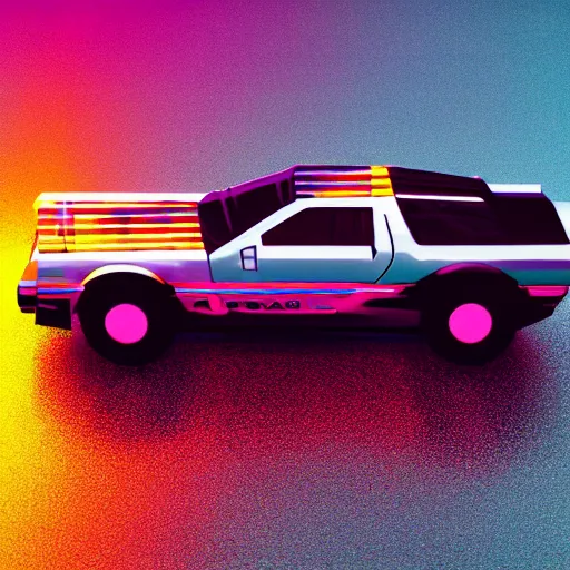 Image similar to miami beach sunset vapor wave palm trees 80s synth retrowave delorean close up ultra detail contrast specular metal car door chrome