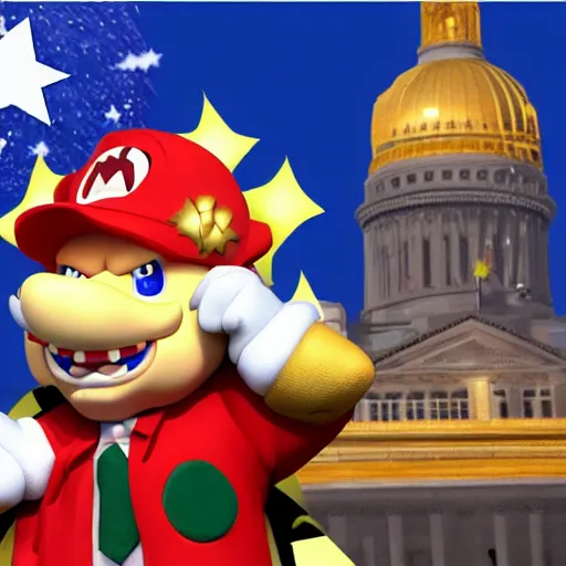 Image similar to bowser is elected president of the united states, 4k, realism