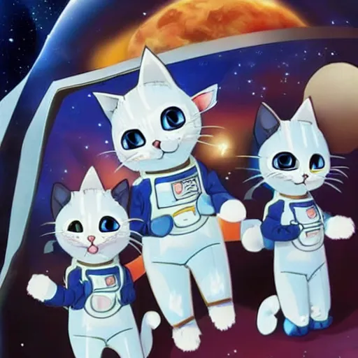 Prompt: anime styled kittens in spacesuits