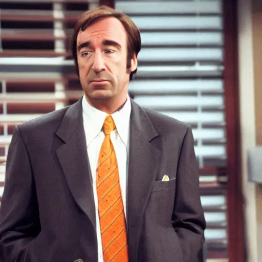 Image similar to a photogrpah still of Saul goodman starring in a 1990s sitcom, 15mm