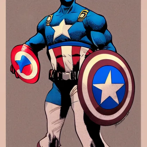 Prompt: Captain America character design in the style of John Romitta sr