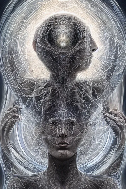 Prompt: cinematic portrait of Putim. Centered, uncut, unzoom, symmetry. charachter illustration. Dmt entity manifestation. Surreal render, ultra realistic, zenith view. Made by hakan hisim feat cameron gray and alex grey. Polished. Inspired by patricio clarey, heidi taillefer scifi painter glenn brown. Slightly Decorated with Sacred geometry and fractals. Extremely ornated. artstation, cgsociety, unreal engine, ray tracing, detailed illustration, hd, 4k, digital art, overdetailed art. Intricate omnious visionary concept art, shamanic arts ayahuasca trip illustration. Extremely psychedelic. Dslr, tiltshift, dof.  64megapixel. complementing colors. Remixed  by lyzergium.art feat binx.ly and machine.delusions. zerg aesthetics. Trending on artstation, deviantart