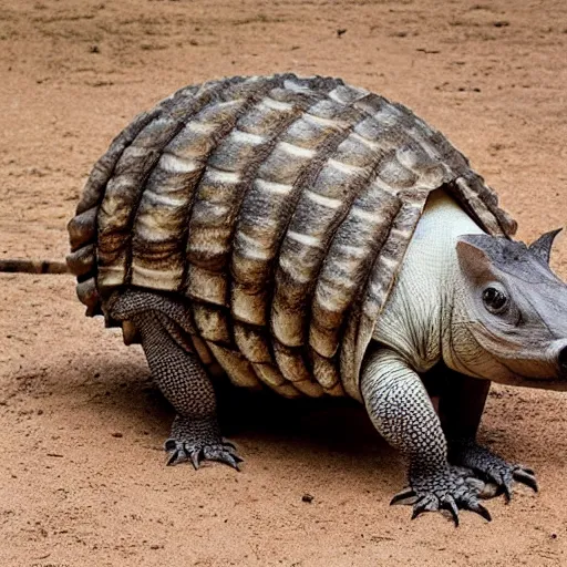 Image similar to photo of a hybrid between an armadillo and a galapagos tortoise