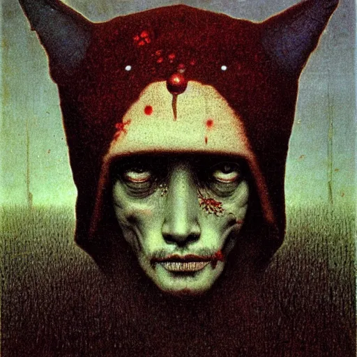 Prompt: son of satan and santa portrait by beksinski