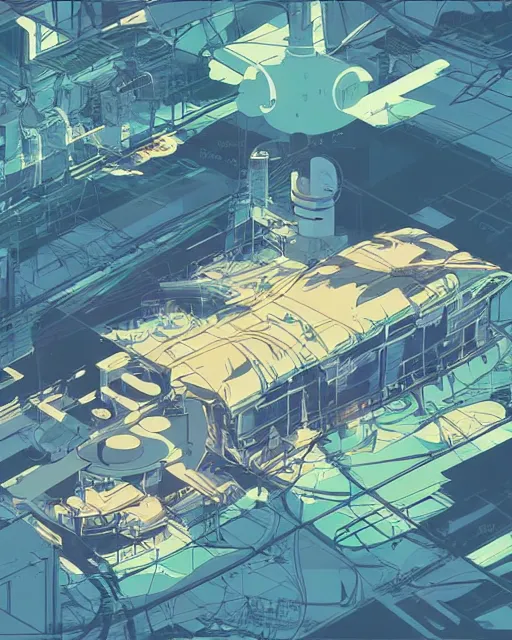 Image similar to science. clean cel shaded vector art. illustration art by makoto shinkai and and john berkey