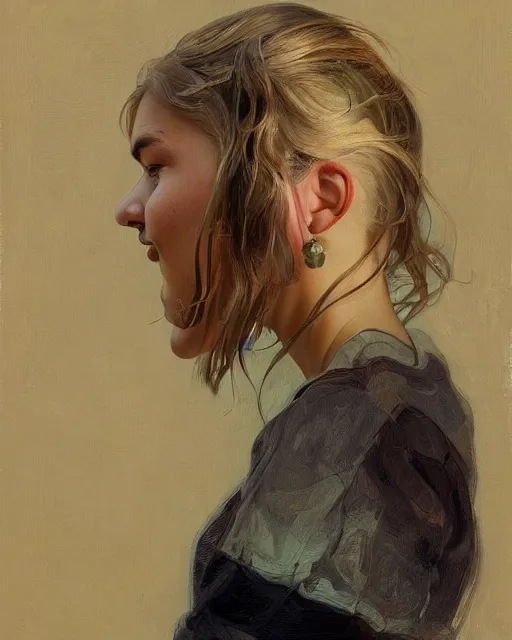 Image similar to portrait of Tove Styrke by Mandy Jurgens and Richard Schmid and chuck close and mucha